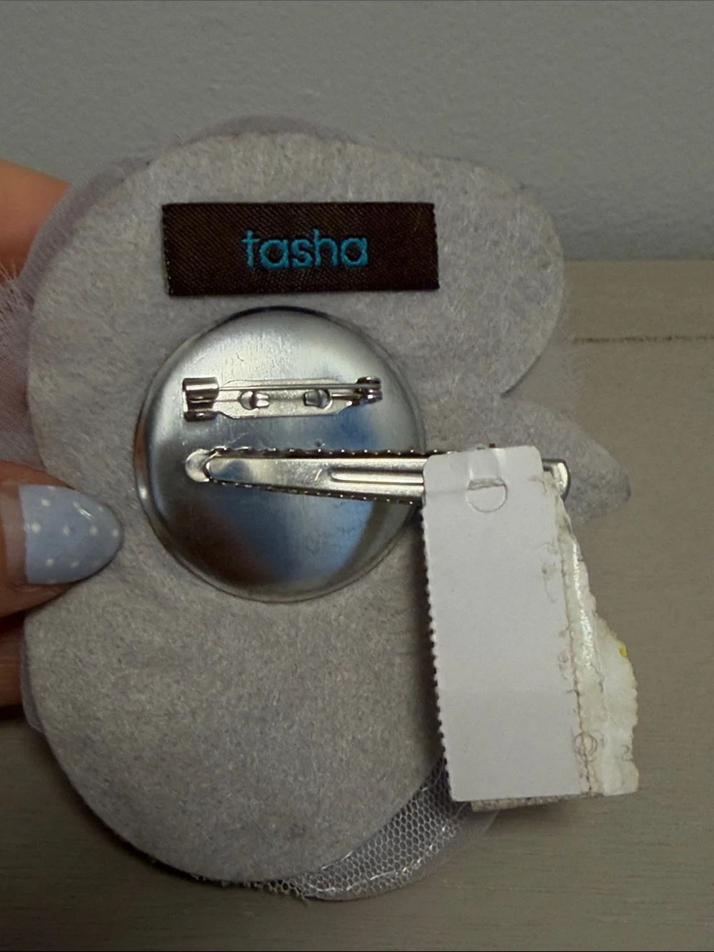 Tasha Nordstrom Gray Fabric Flower Rhinestone Brooch/Hair Clip Statement Pin NWT